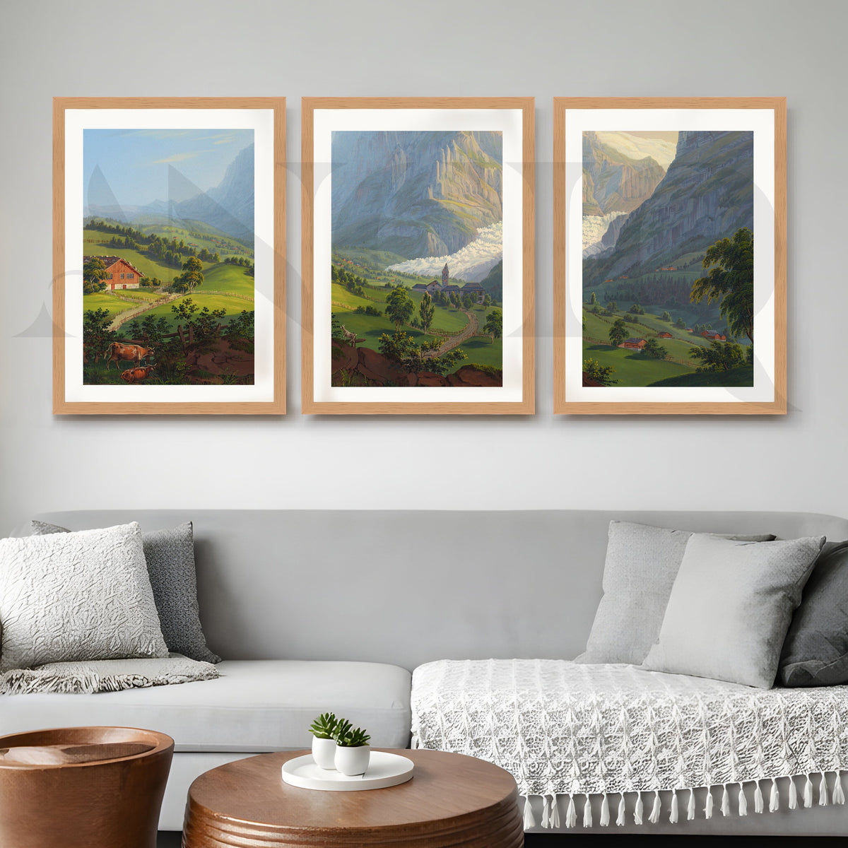 Alpine Countryside Panorama Gallery Wall – Set of 3 Landscape Artworks - 18 x 24 Inches – Asha Art Studio – Image 5