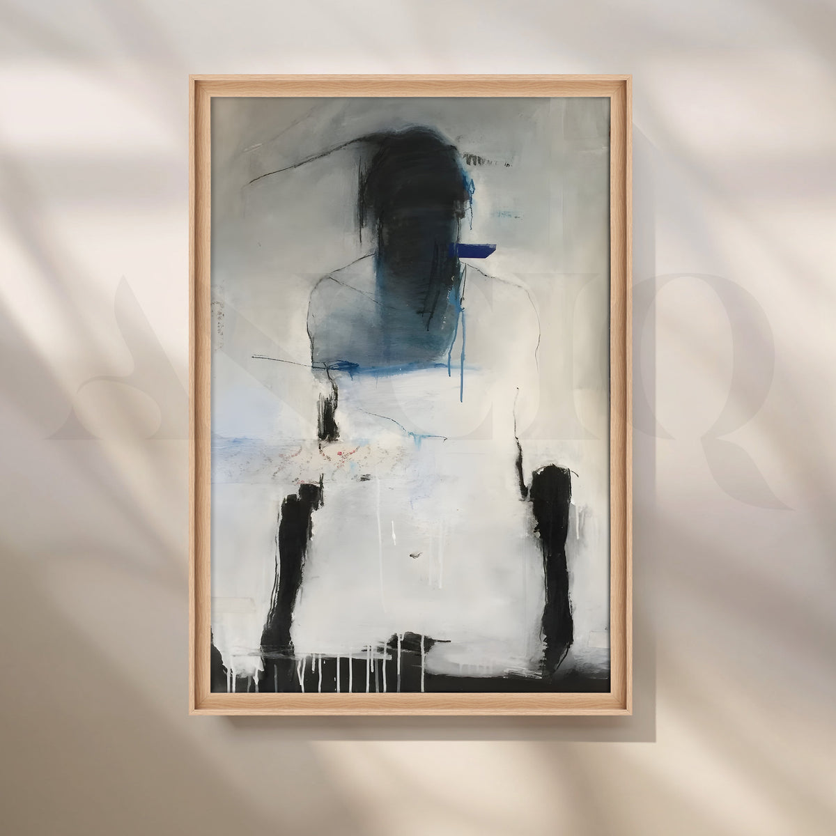 Moody Blue and Grey Figurative Abstract Artwork – Asha Art Studio – Image 5