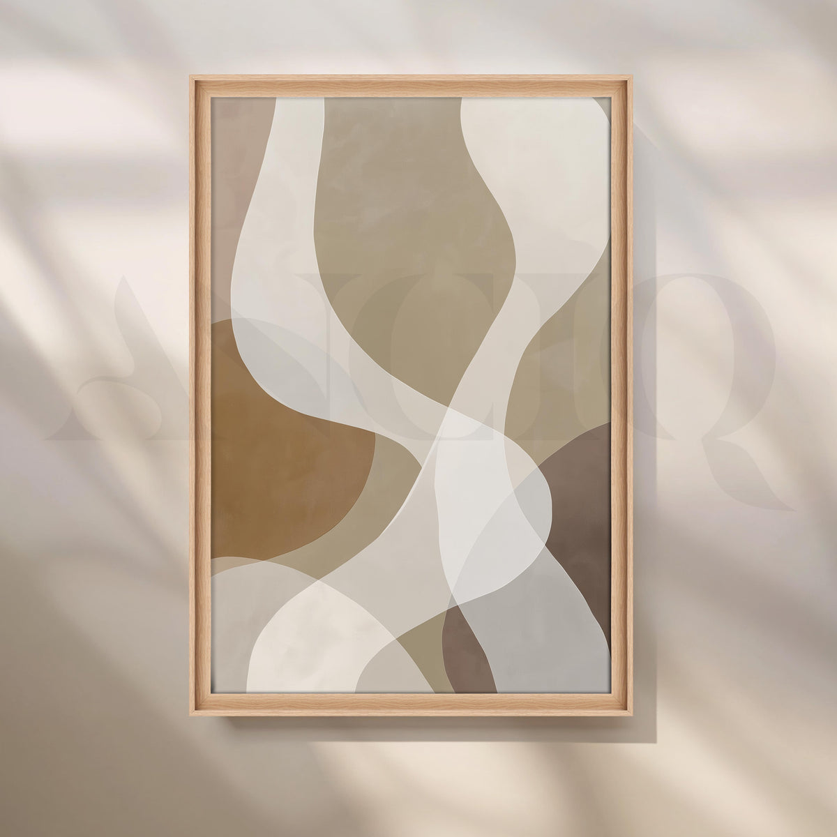 Neutral Beige Abstract Canvas Artwork with Flowing Organic Forms – Asha Art Studio – Image 5
