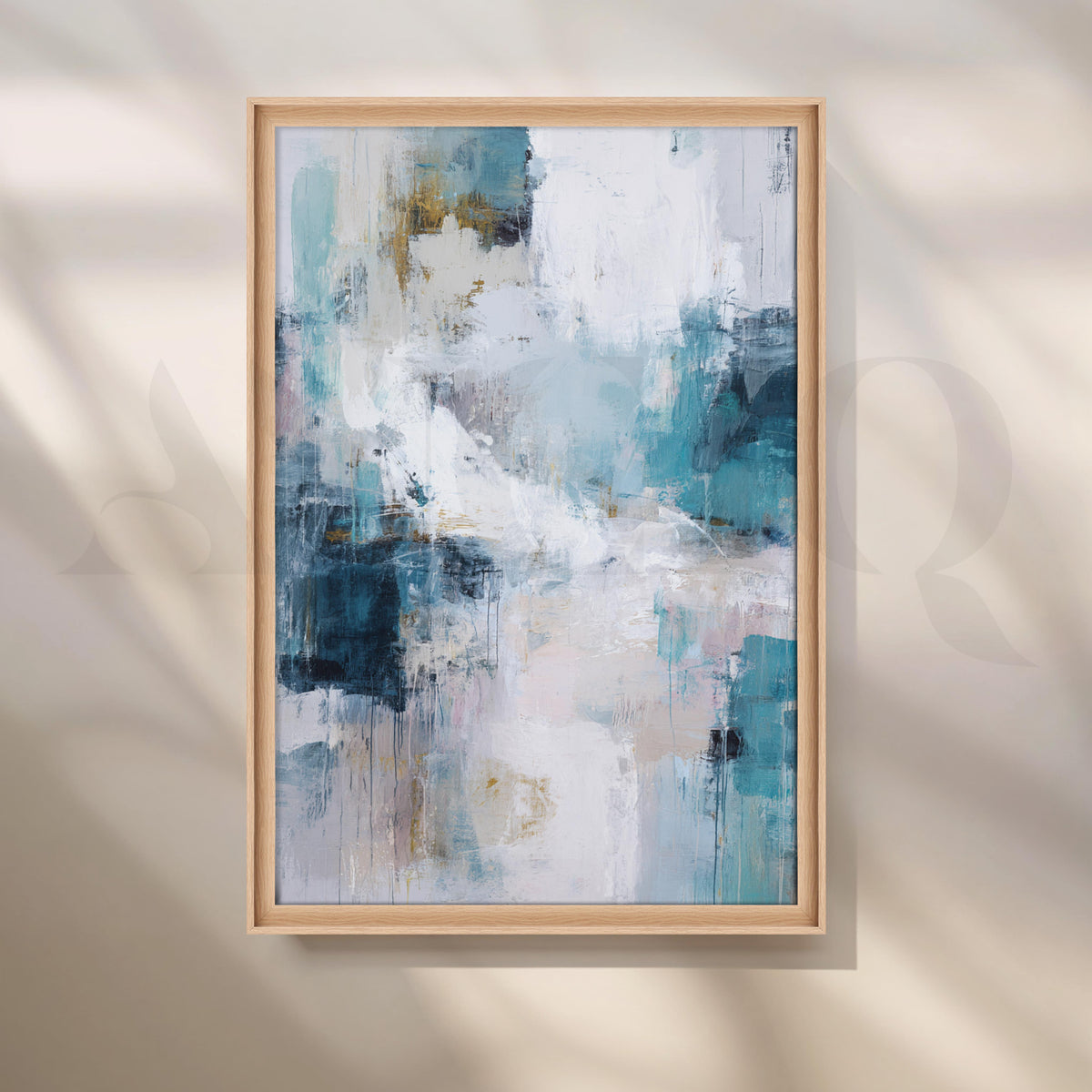 Blue and White Abstract Canvas Artwork with Modern Textured Design – Asha Art Studio – Image 5