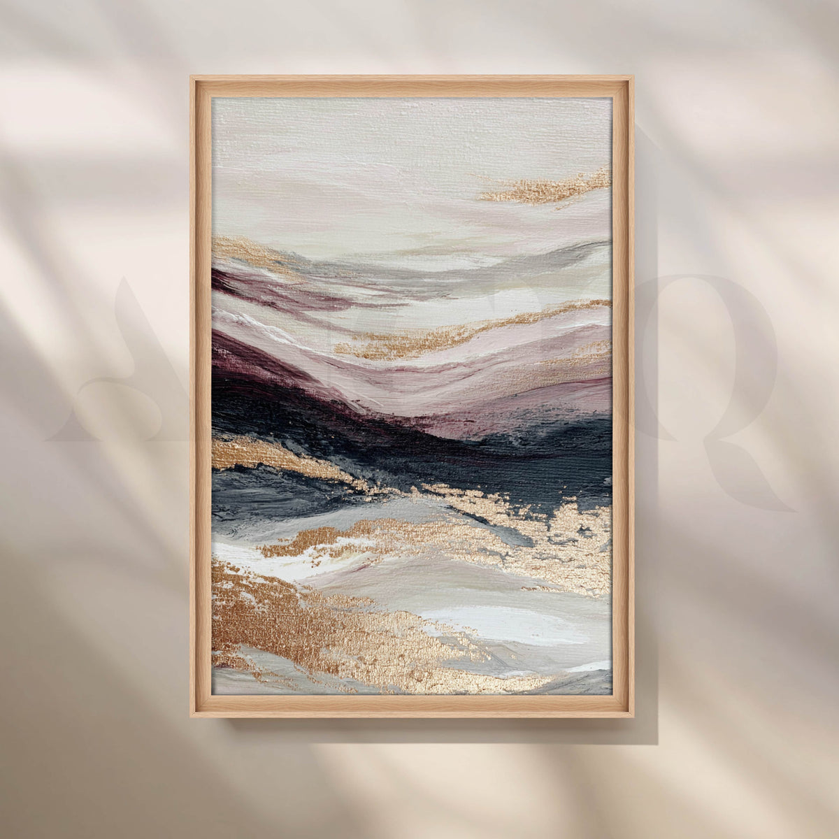 Blush, Charcoal and Gold Abstract Canvas Artwork – Asha Art Studio – Image 5