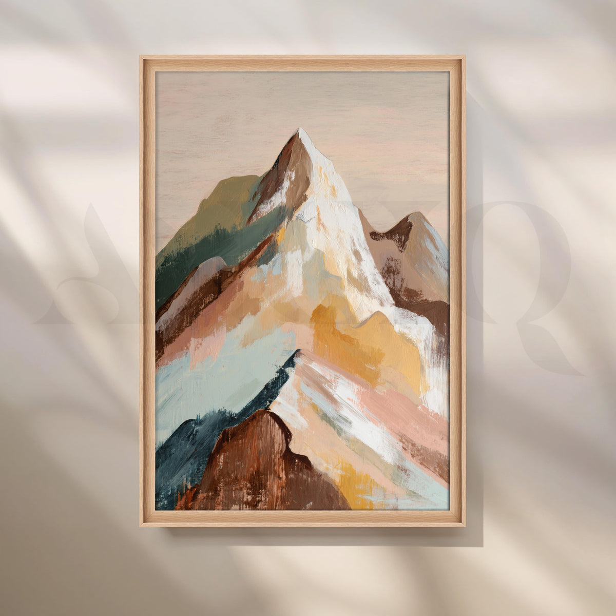 Abstract Mountain Landscape Canvas Artwork in Beige, Blue and Earthy Tones – Asha Art Studio – Image 5