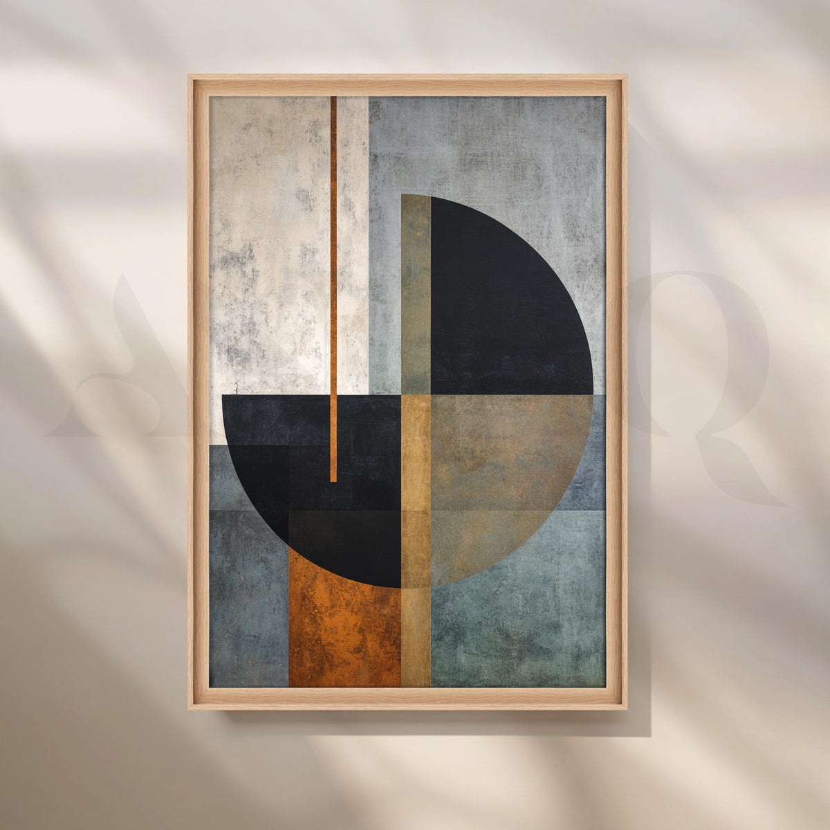 Geometric Black, Grey and Rust Abstract Canvas Artwork – Asha Art Studio – Image 5