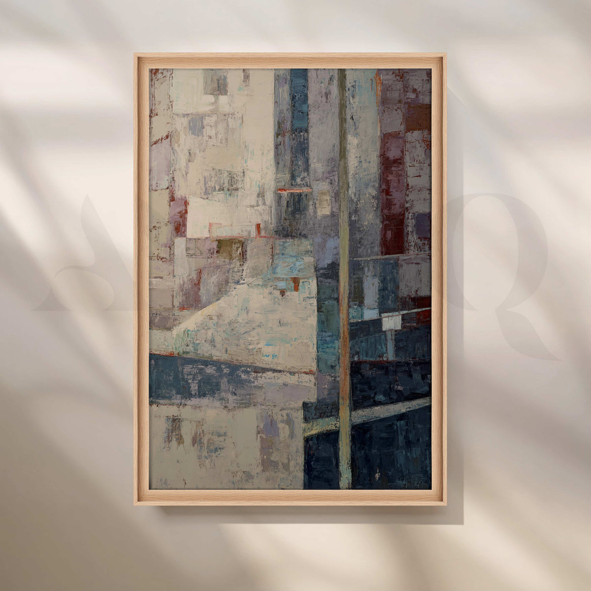 Urban Blue and Beige Abstract Canvas Artwork – Asha Art Studio – Image 5