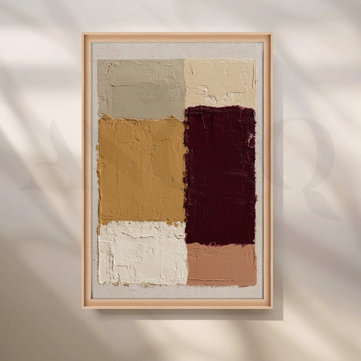 Textured Burgundy and Mustard Abstract Canvas Artwork – Asha Art Studio – Image 5
