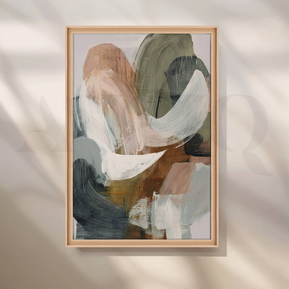 Olive, Charcoal and Cream Abstract Canvas Artwork – Asha Art Studio – Image 5