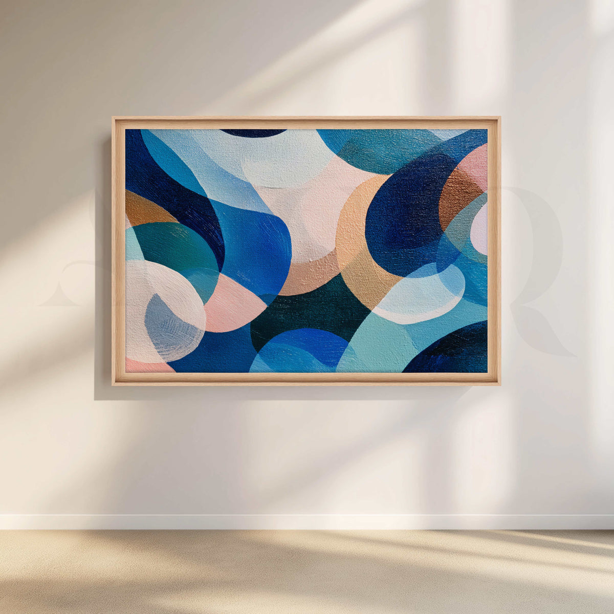 Modern Blue and Teal Geometric Abstract Canvas Artwork – Asha Art Studio – Image 5