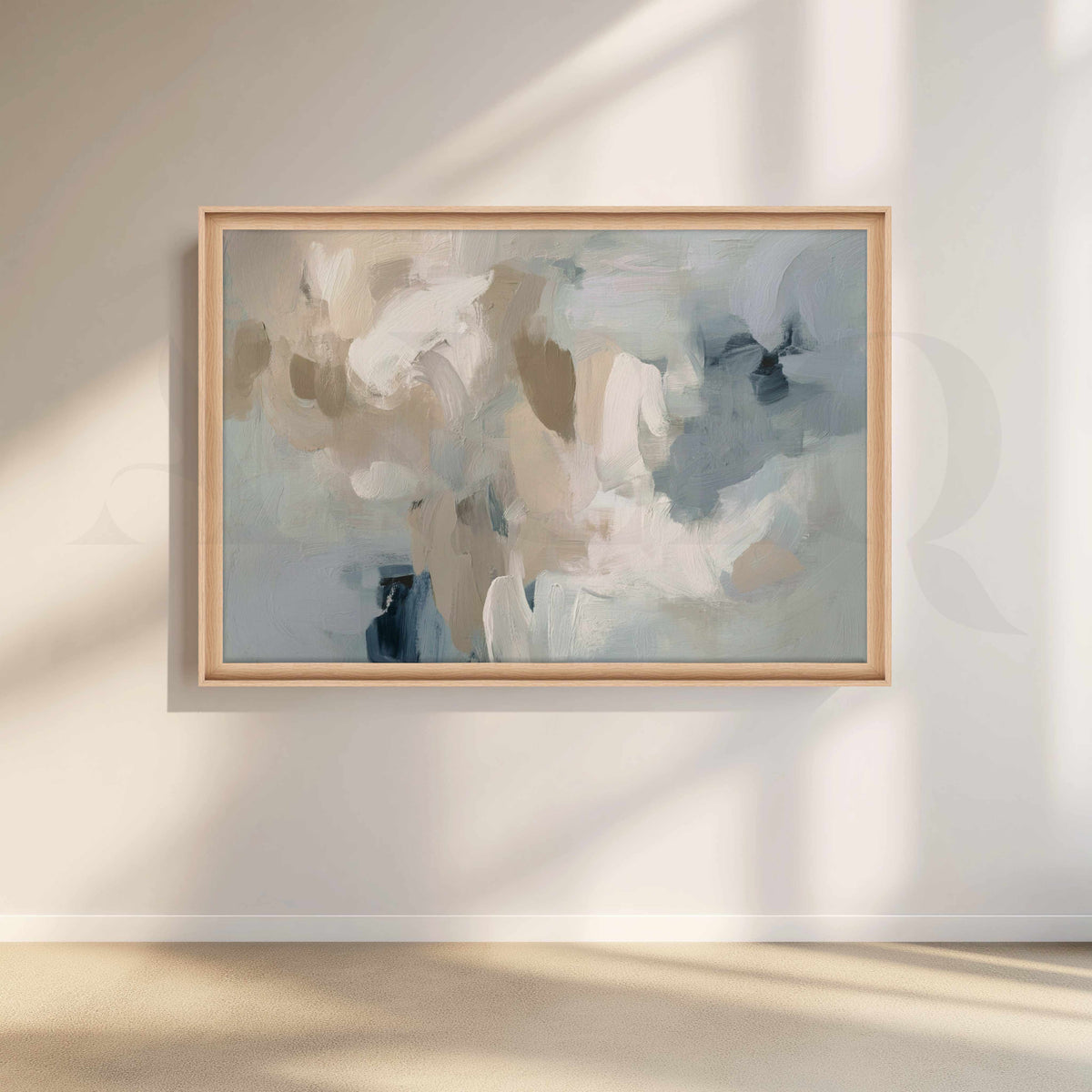 Soft Blue and Beige Abstract Canvas Artwork – Asha Art Studio – Image 5