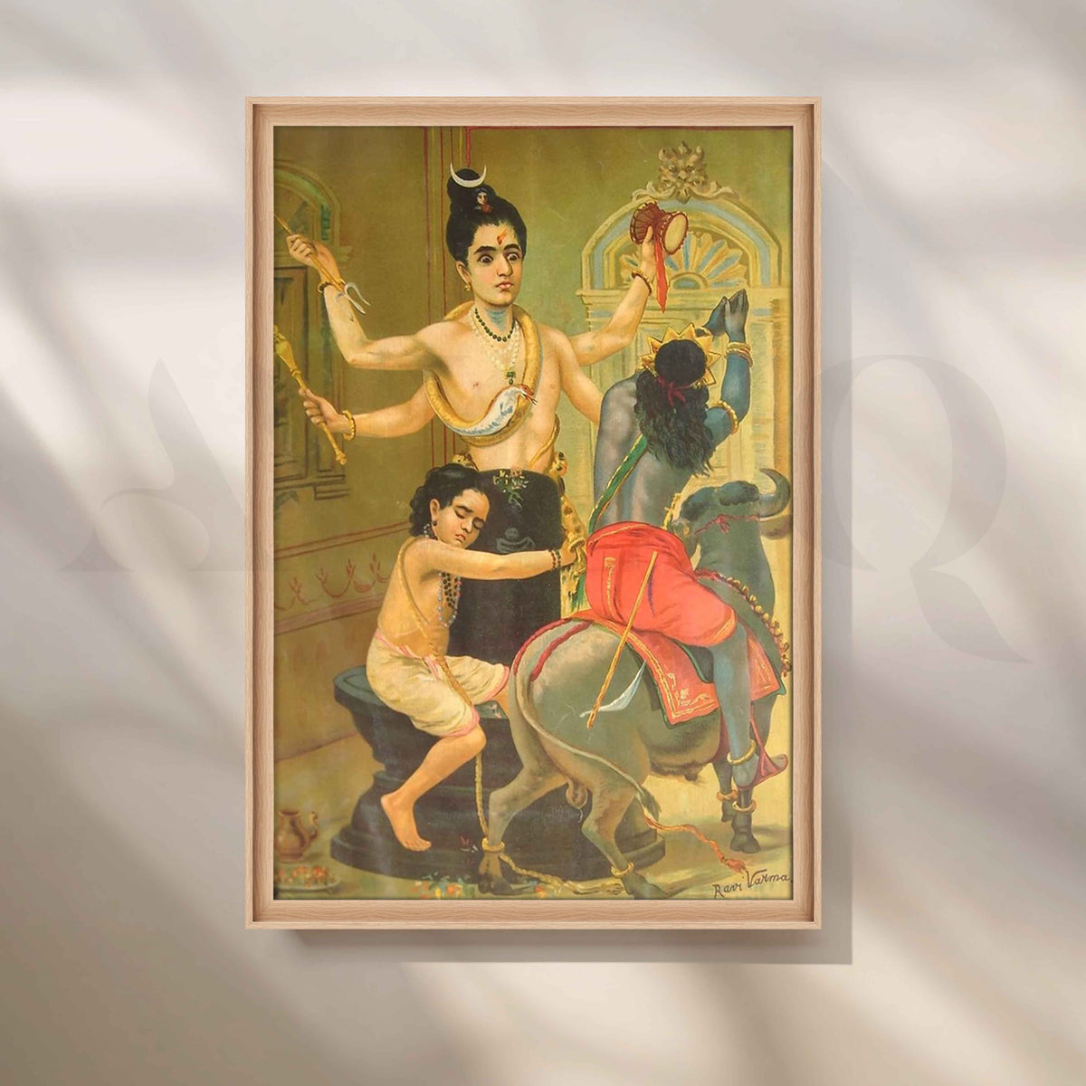 Shiva Parvati with Ganesha by Raja Ravi Varma Canvas Artwork – Asha Art Studio – Image 5