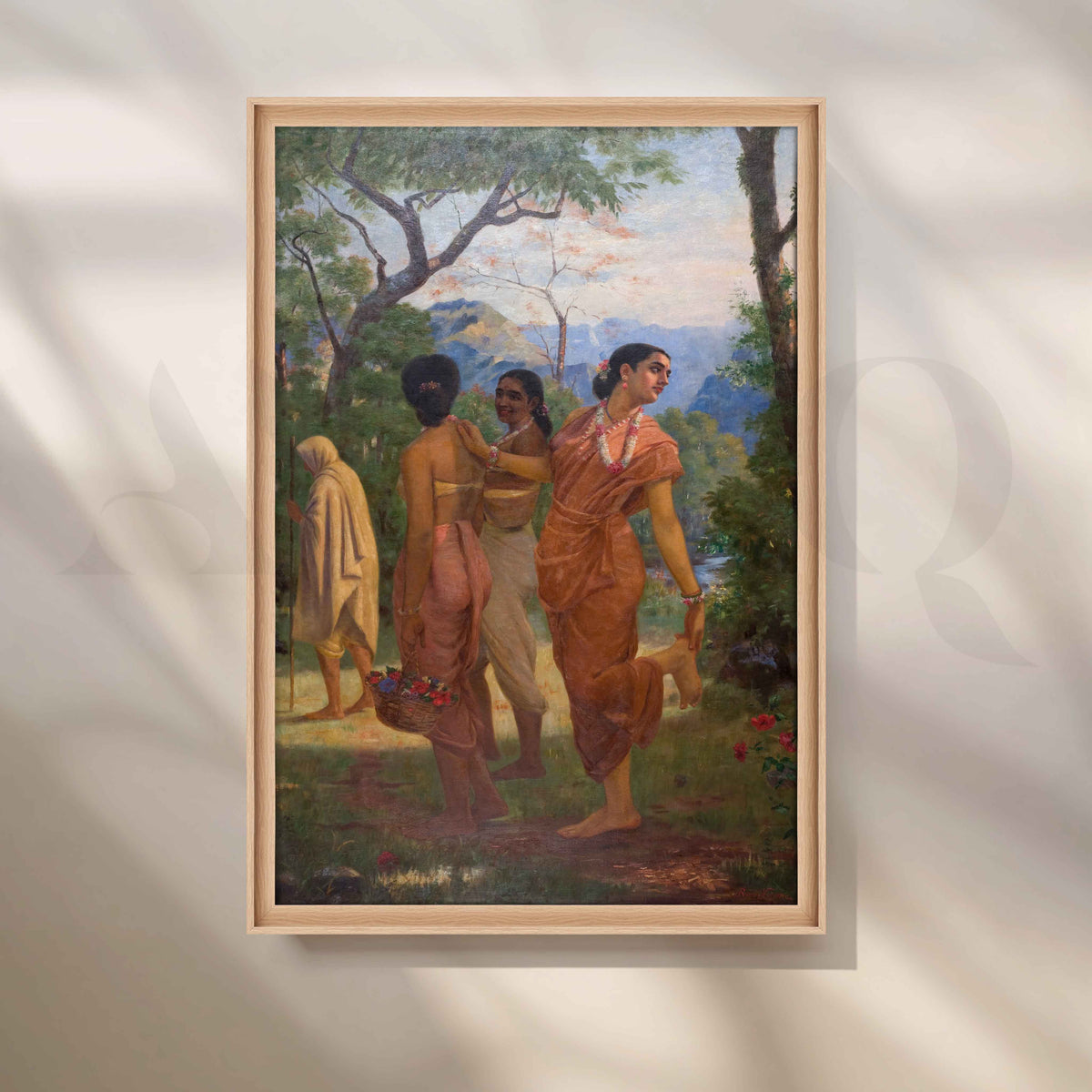 Shakuntala Looking for Dushyanta by Raja Ravi Varma Canvas Artwork – Asha Art Studio – Image 5