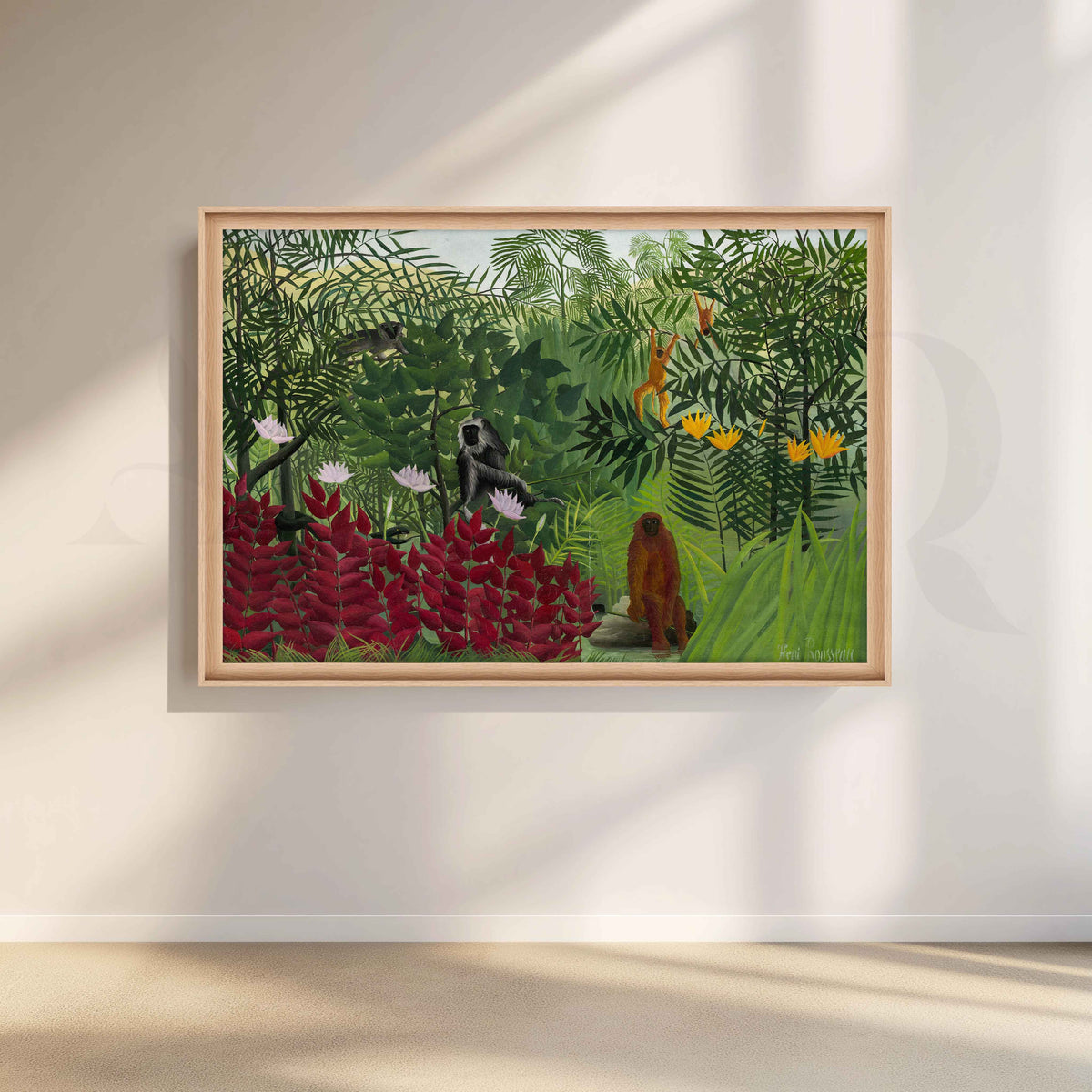 Exotic Jungle with Monkeys Folk Art Canvas Artwork – Asha Art Studio – Image 5
