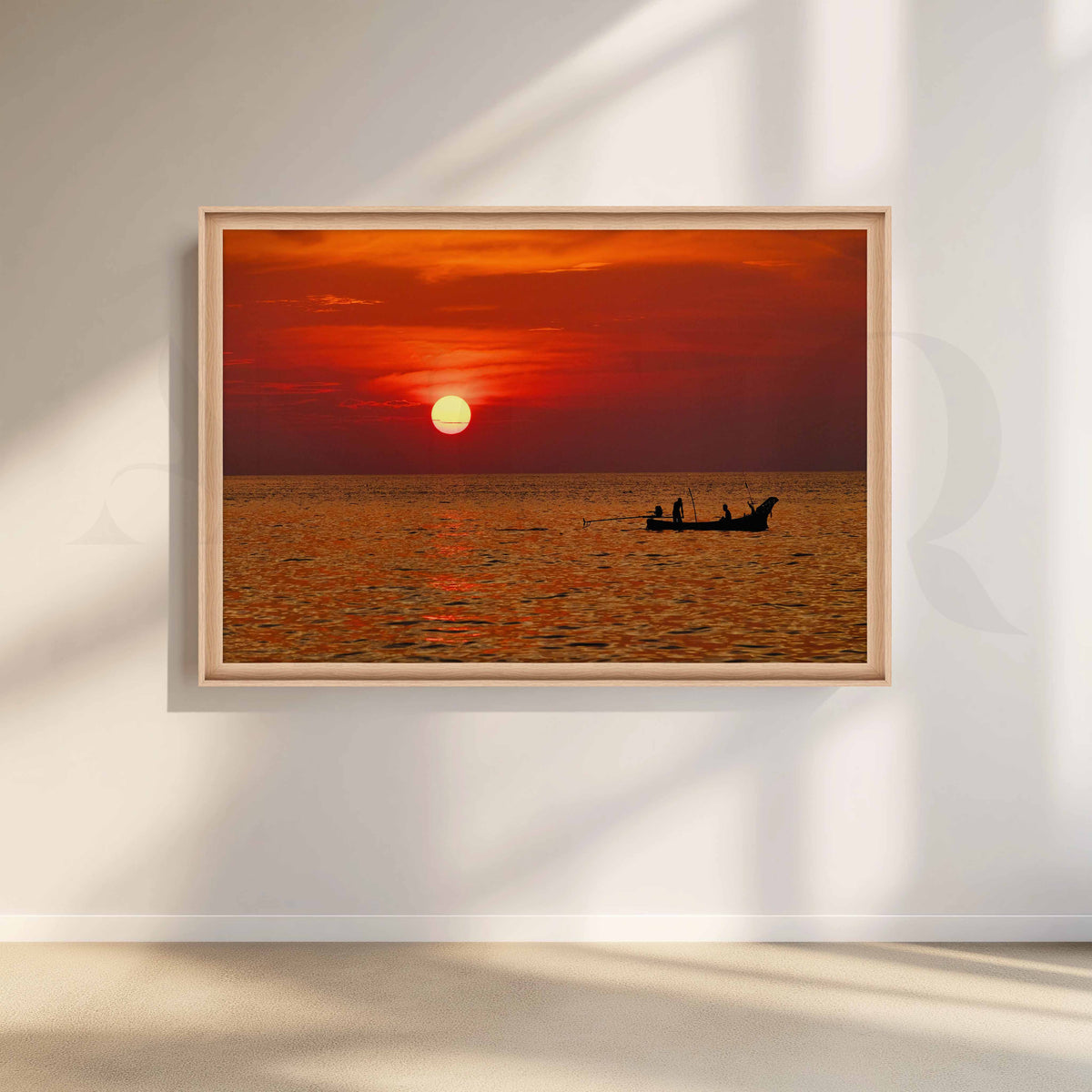 Crimson Sunset Seascape Canvas Artwork – Asha Art Studio – Image 5