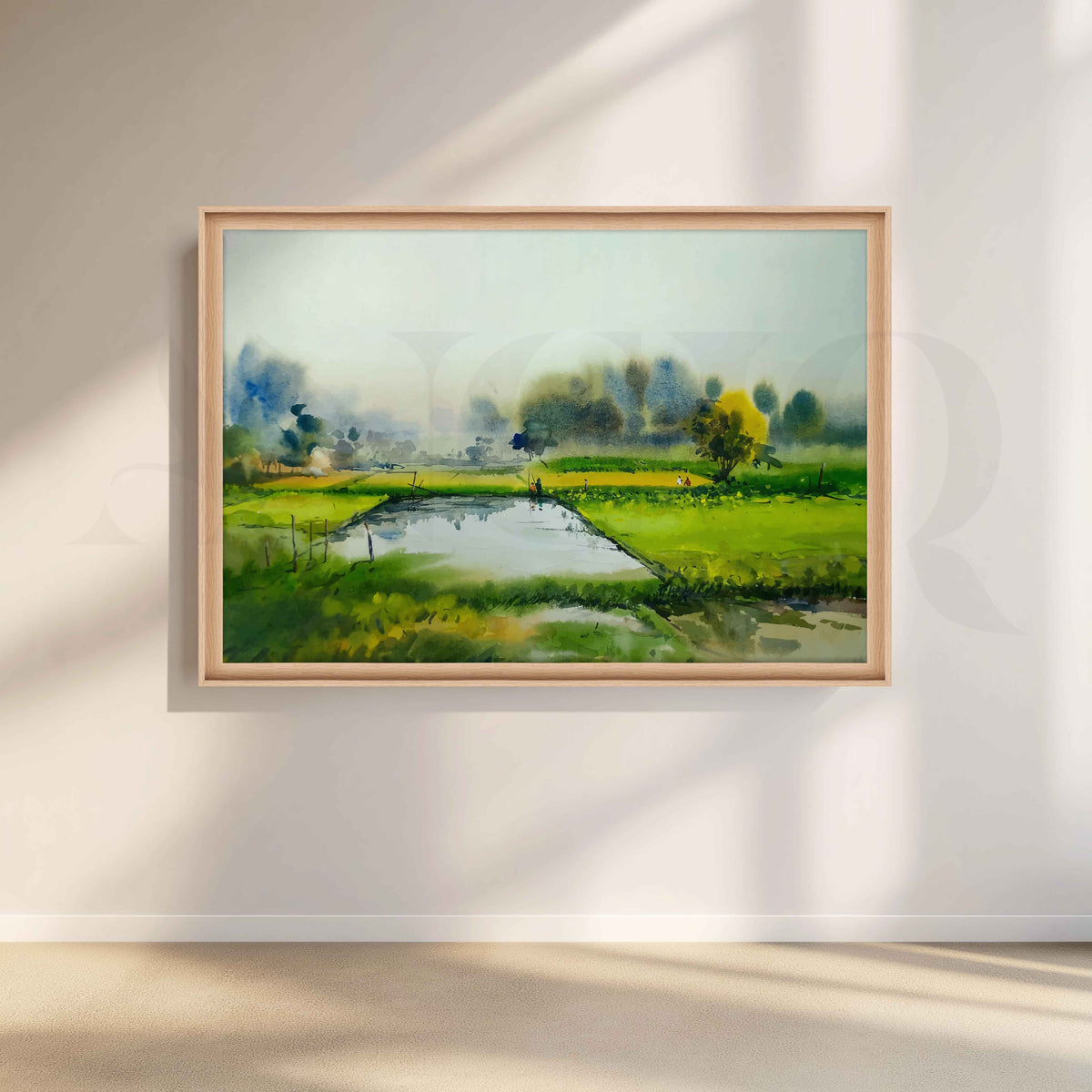 Green Countryside Pond Canvas Artwork – Asha Art Studio – Image 5