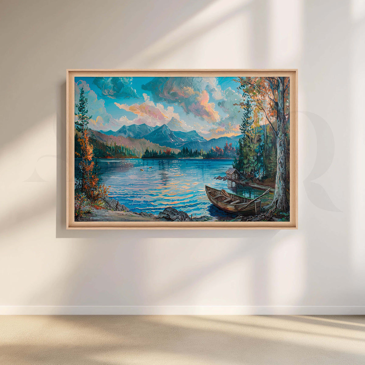Mountain Lake Boat Canvas Artwork – Asha Art Studio – Image 5