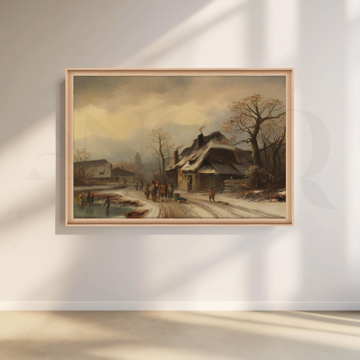 Rustic Winter Village Road Canvas Artwork – Asha Art Studio – Image 5