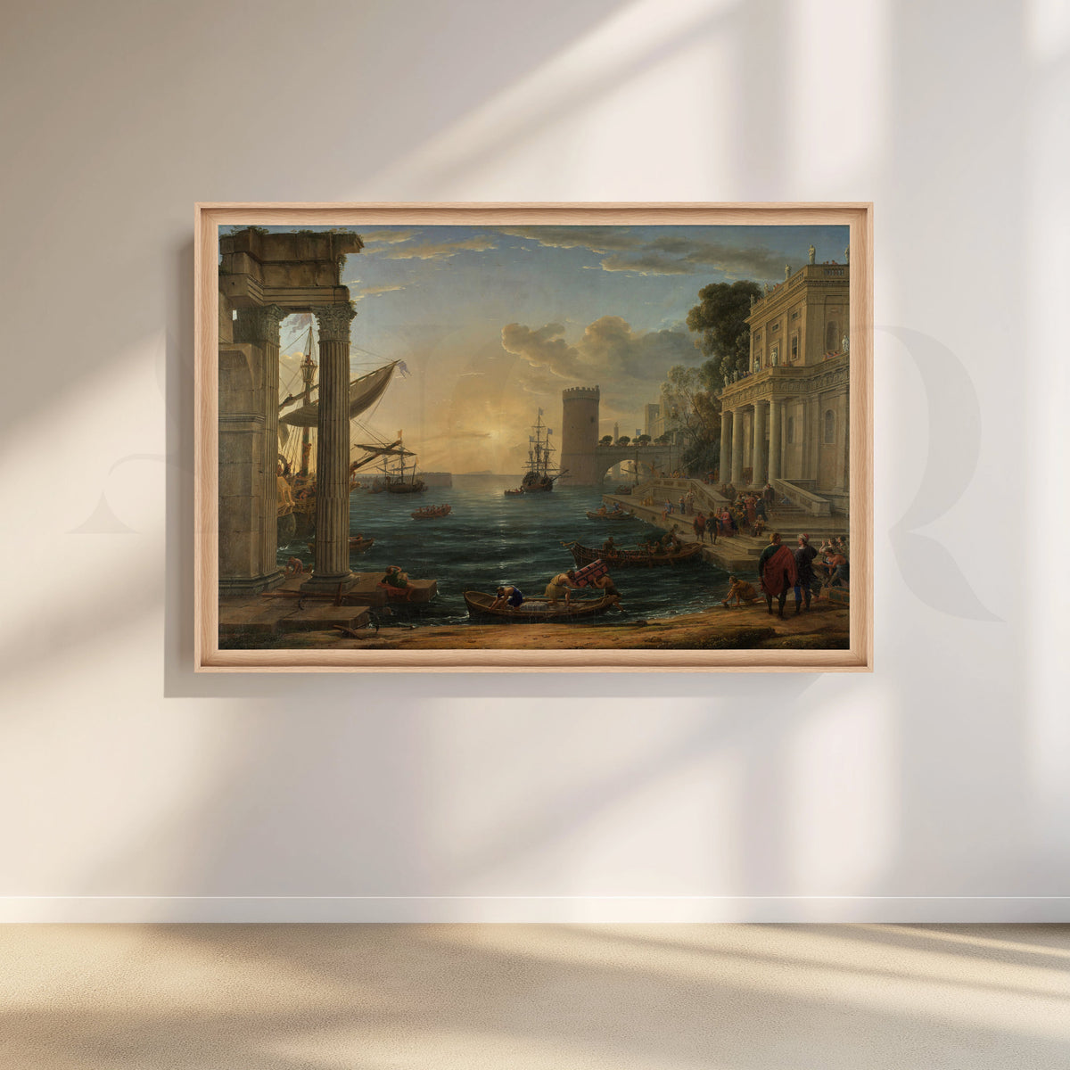 Sunlit Portico Harbor Canvas Artwork – Asha Art Studio – Image 5