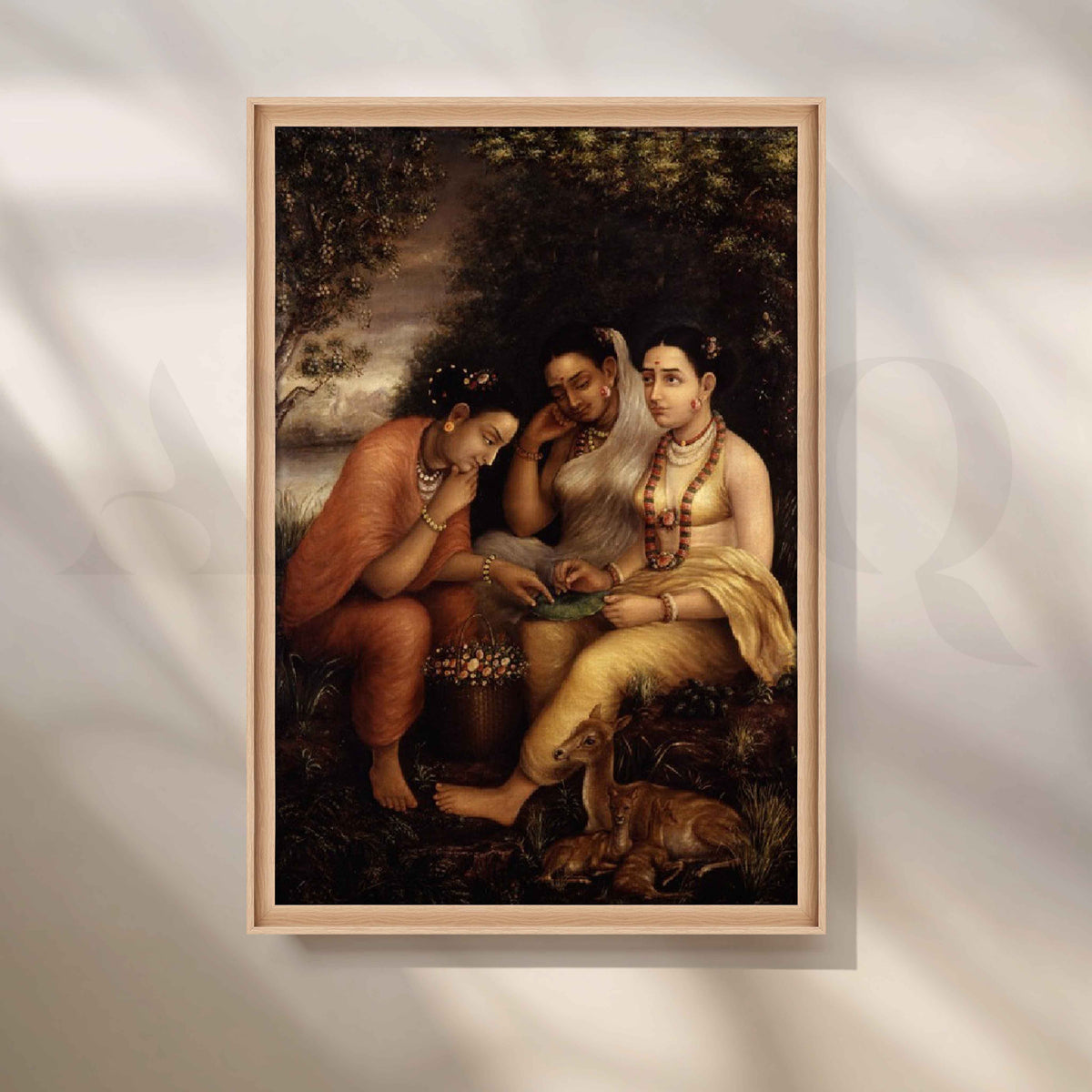 Shakuntala Patra-Lekhan by Raja Ravi Varma Canvas Artwork – Asha Art Studio – Image 5