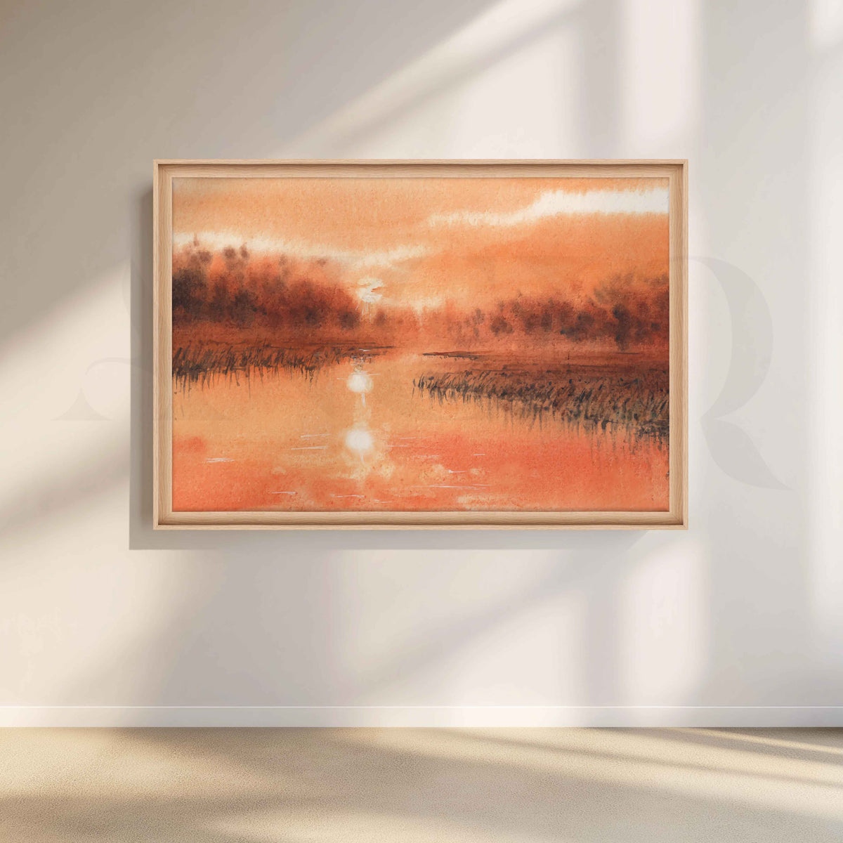 Orange Mist Lake Canvas Artwork – Asha Art Studio – Image 5