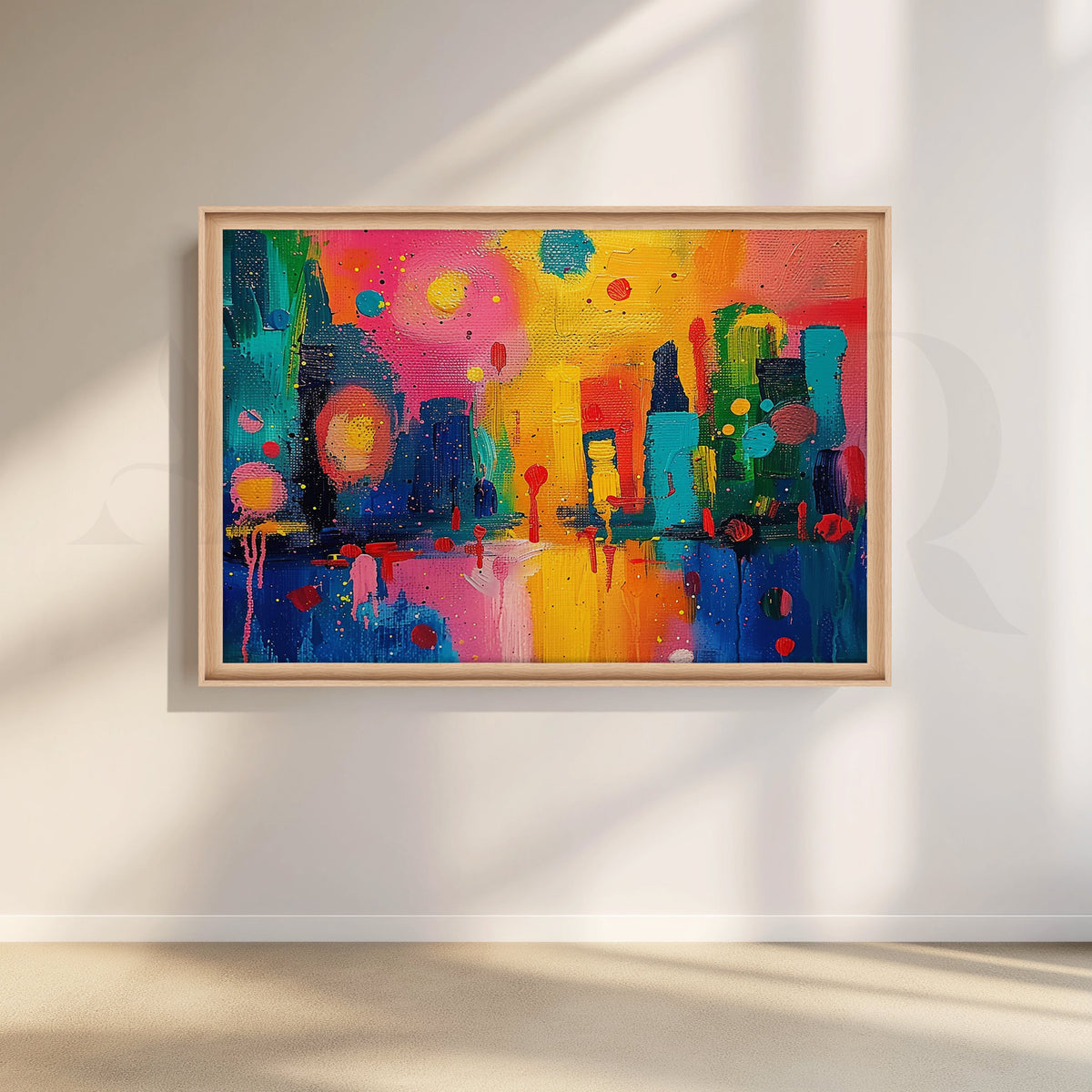 Colorful Abstract Cityscape Canvas Artwork – Asha Art Studio – Image 5