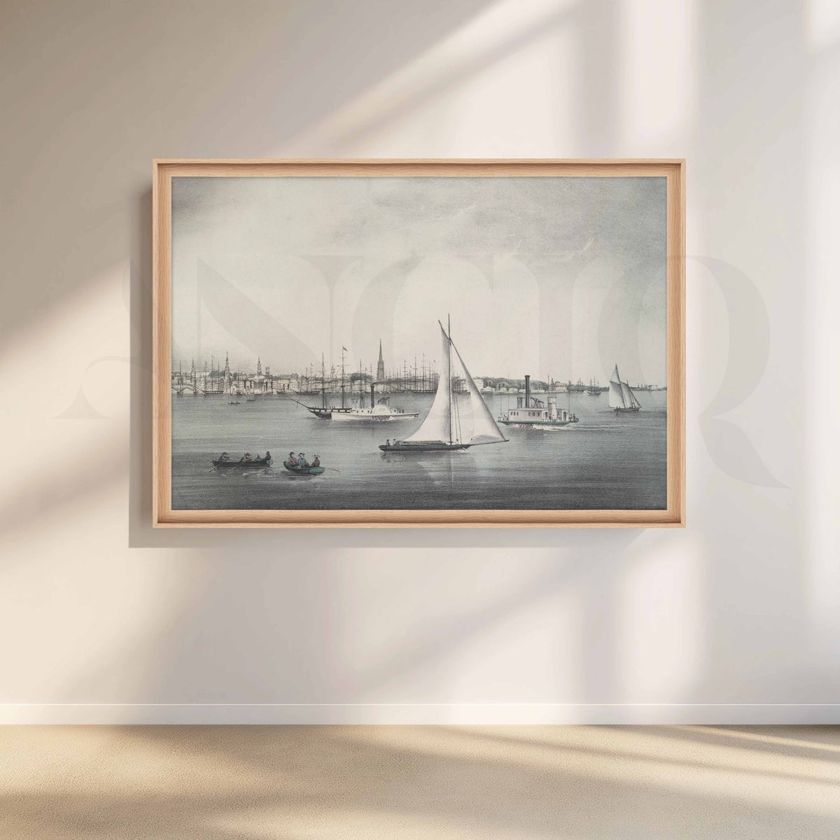 Vintage Harbour Sailboat Canvas Artwork – Asha Art Studio – Image 5