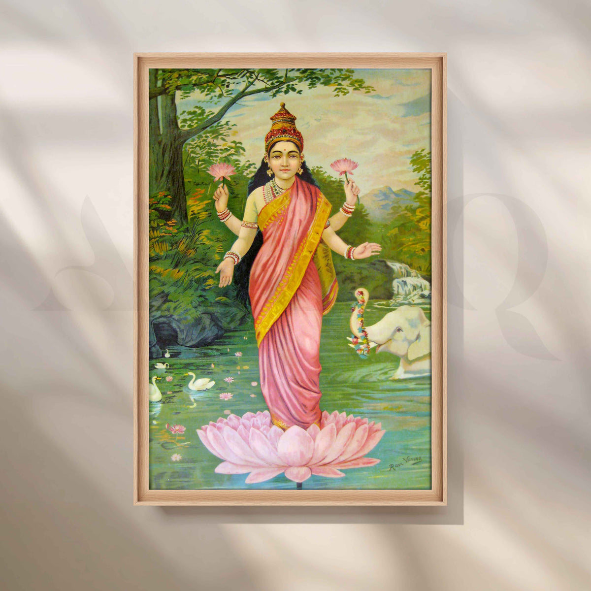 Goddess Lakshmi by Raja Ravi Varma Canvas Artwork – Asha Art Studio – Image 5