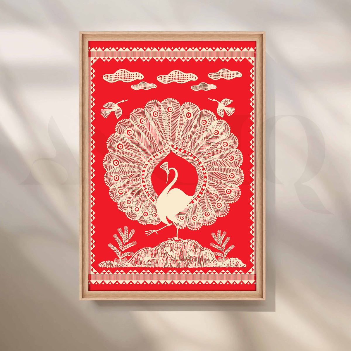Warli Peacock Canvas Artwork – Asha Art Studio – Image 5