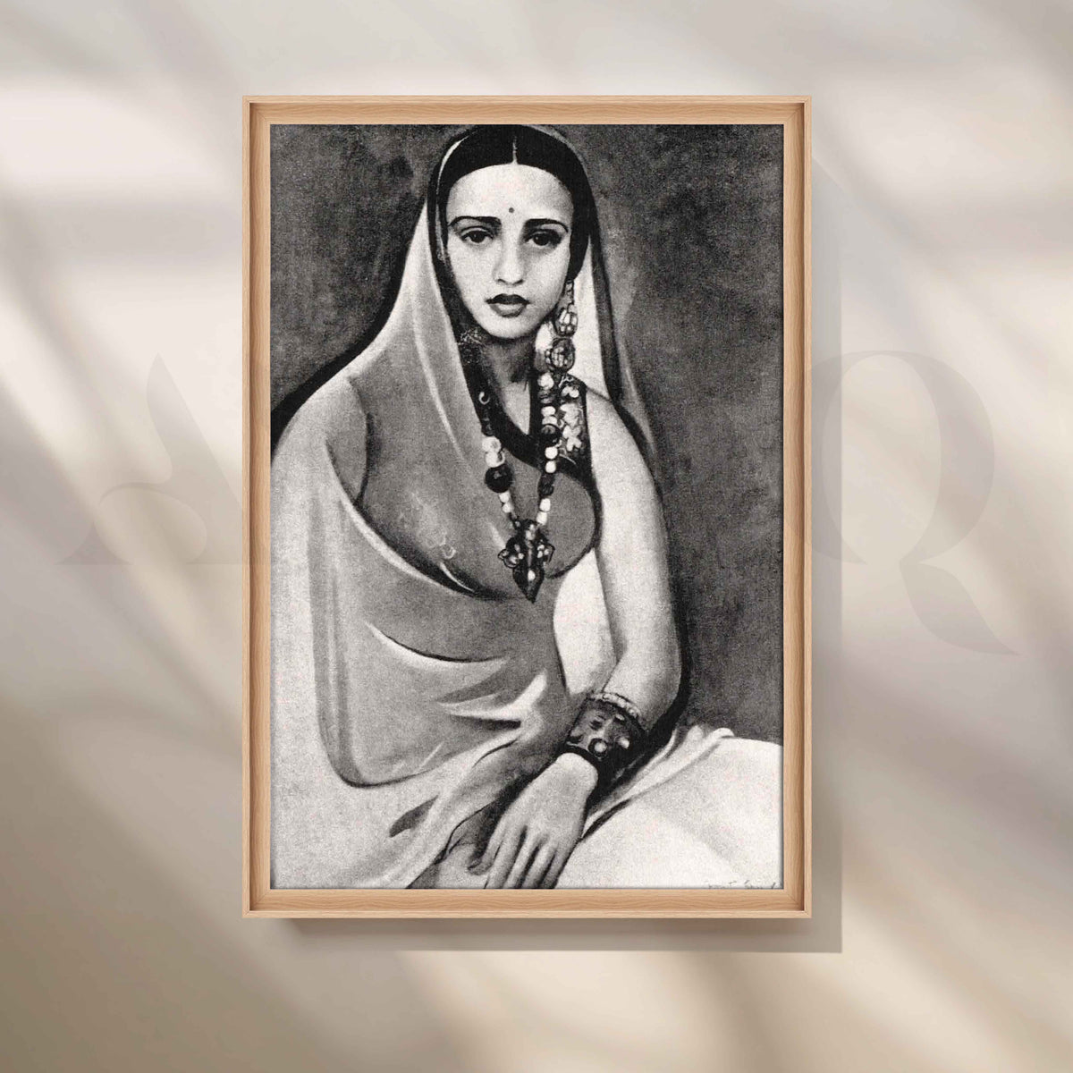 Amrita Sher-Gil in Graceful Sari Canvas Artwork – Asha Art Studio – Image 5