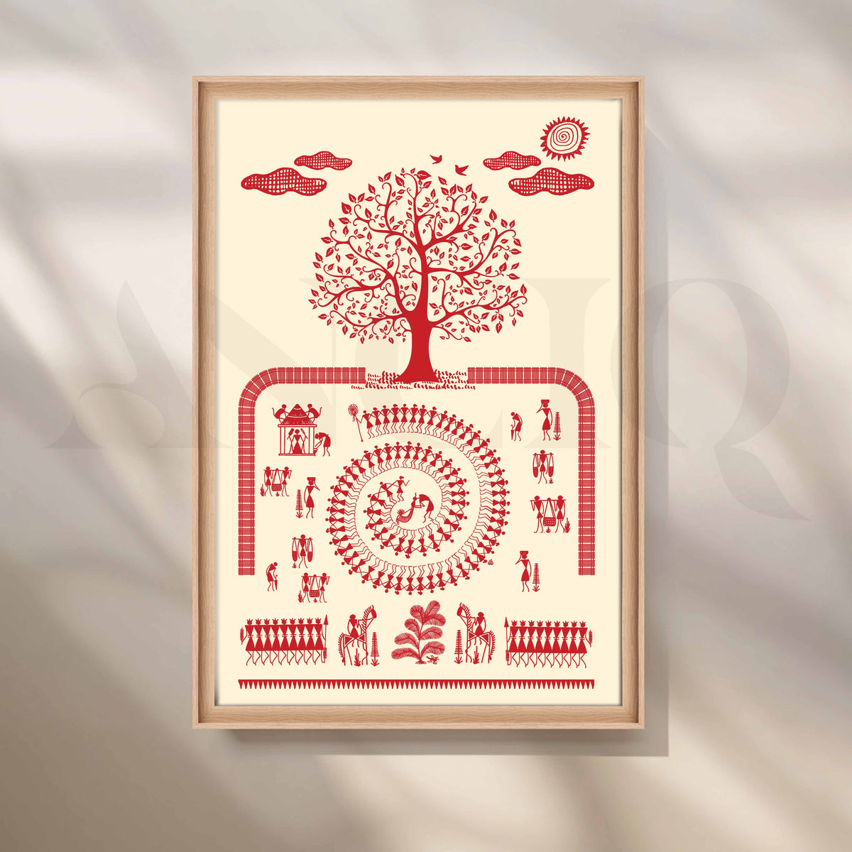Warli Tree of Life Canvas Wall Artwork – Asha Art Studio – Image 5