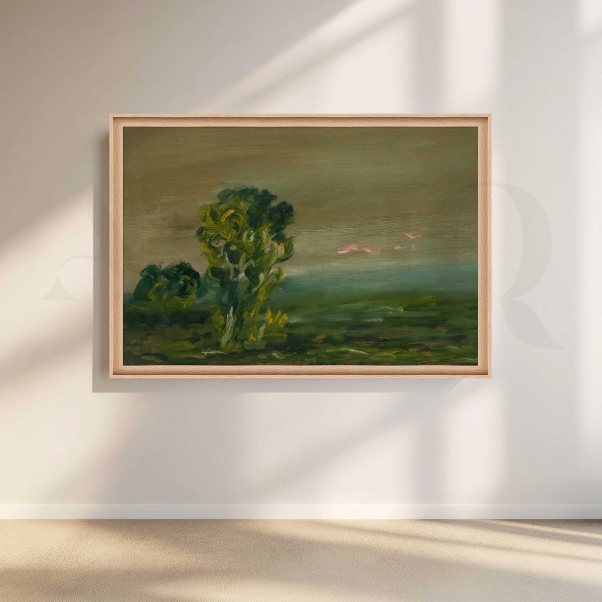 Misty Green Tree Landscape Canvas Artwork – Asha Art Studio – Image 5