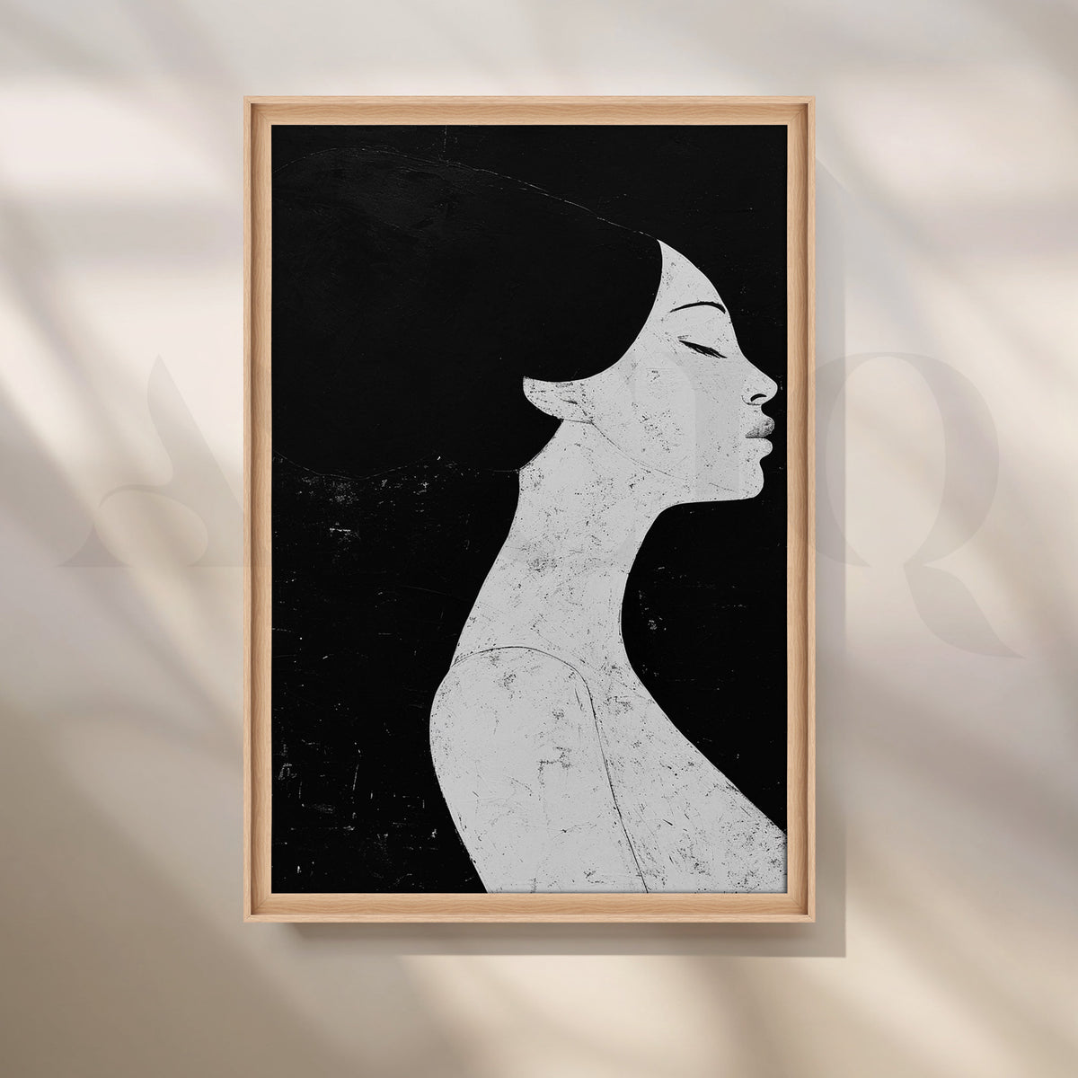 Minimalist Monochrome Female Portrait Canvas Artwork – Asha Art Studio – Image 5
