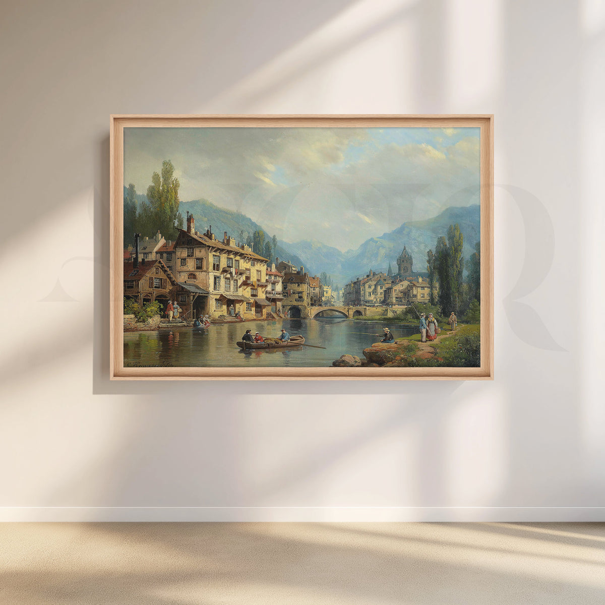 Riverside European Town Canvas Artwork – Asha Art Studio – Image 5