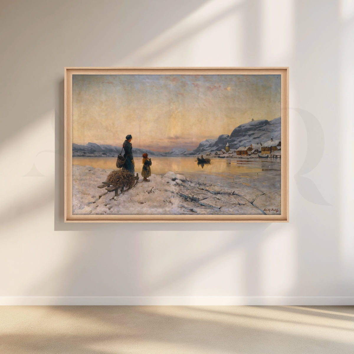 Winter Lake Village Canvas Artwork – Asha Art Studio – Image 5