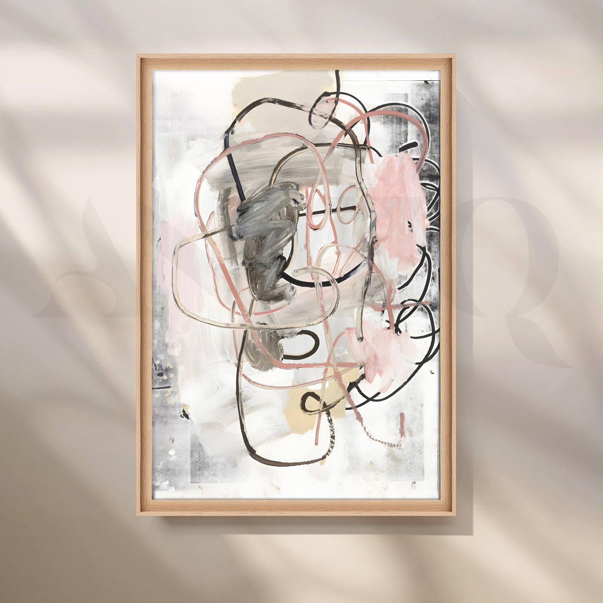 Soft Blush and Grey Abstract Canvas Artwork – Asha Art Studio – Image 5