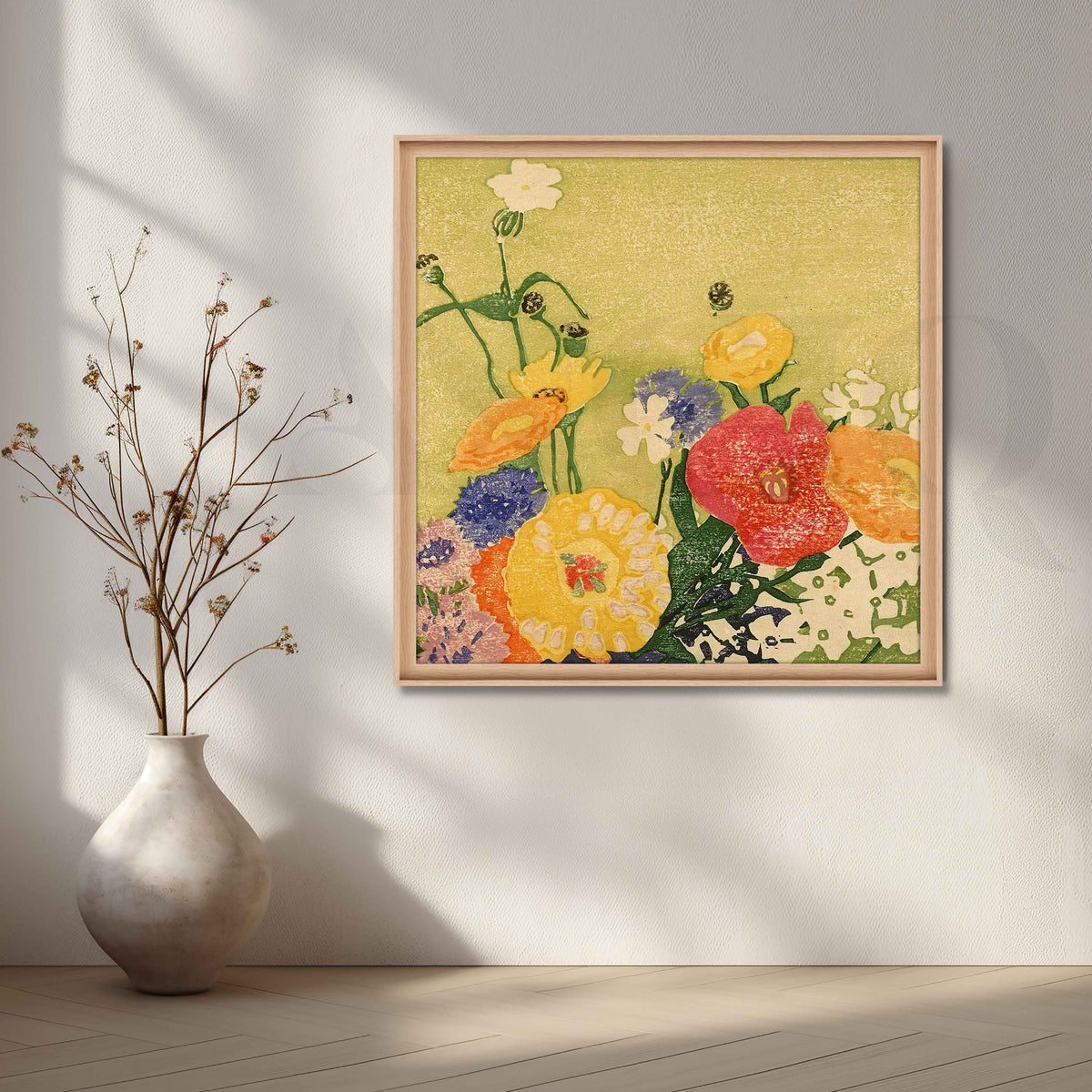 Modern Floral Block Print Canvas Artwork – Asha Art Studio – Image 5