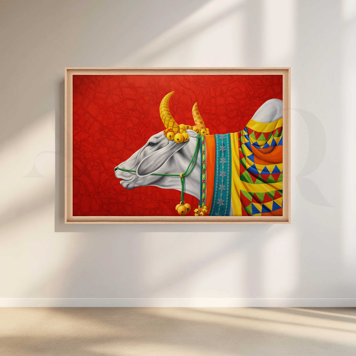 Vibrant Sacred Bull Canvas Artwork – Asha Art Studio – Image 5