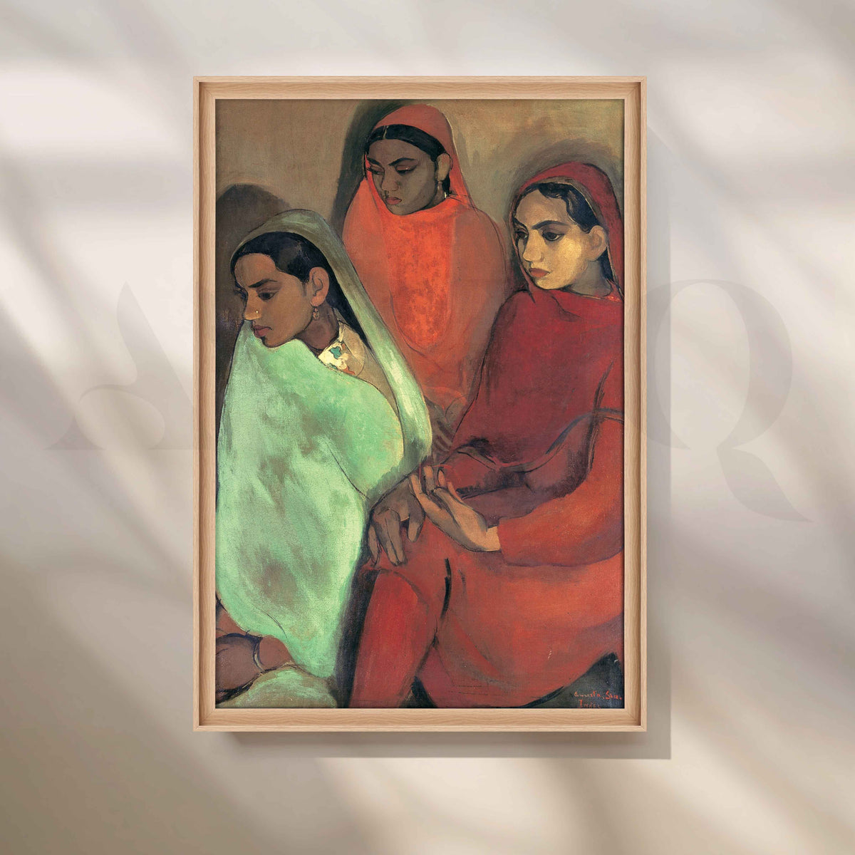Three Girls by Amrita Sher-Gil Canvas Artwork – Asha Art Studio – Image 5