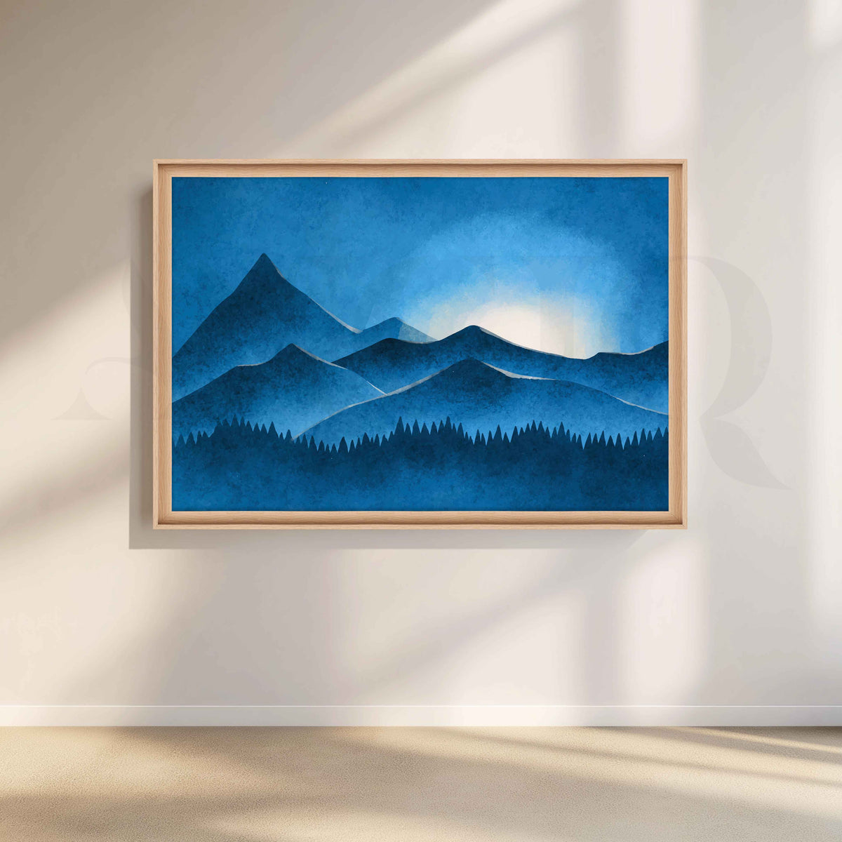 Blue Mountain Silhouette Canvas Artwork – Asha Art Studio – Image 5