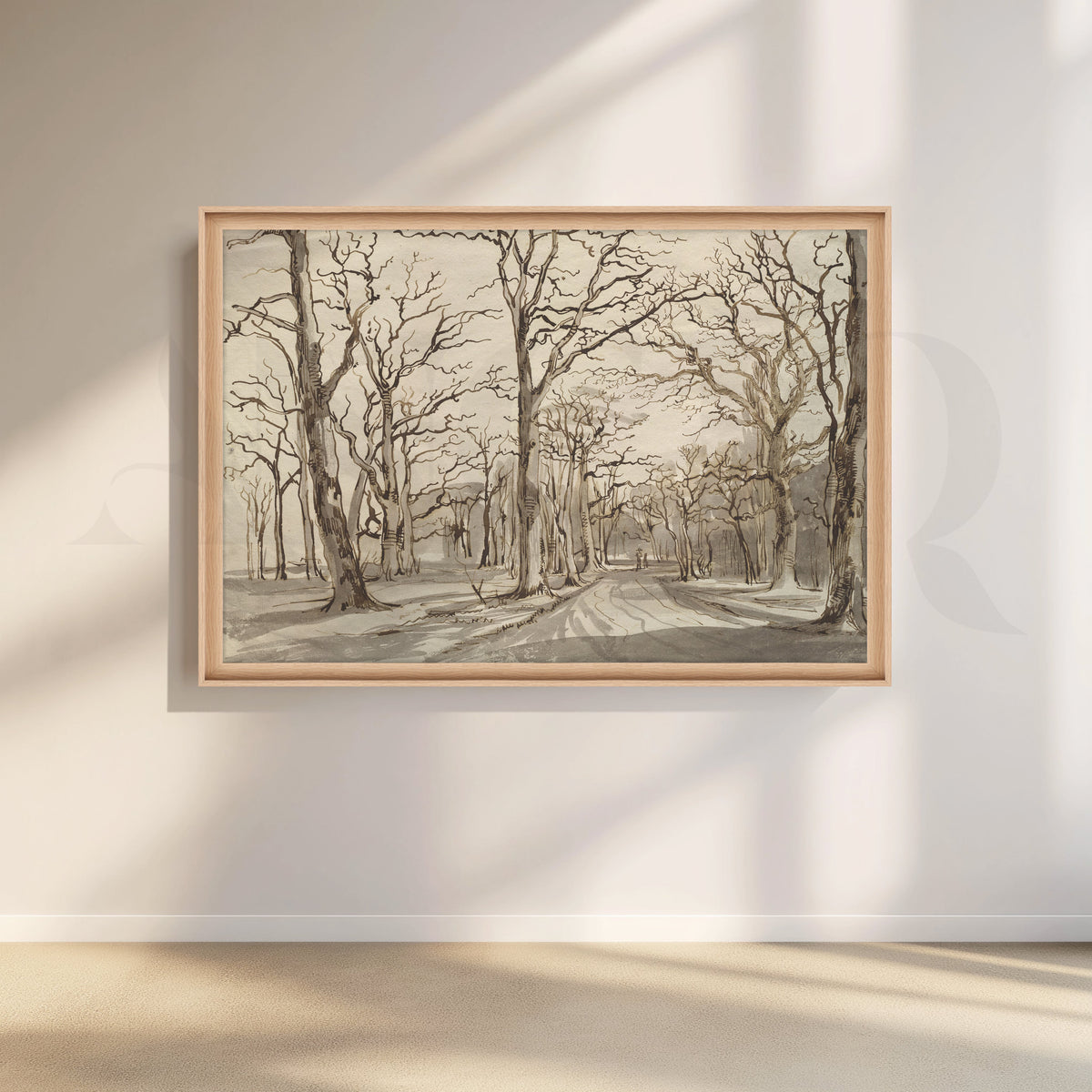 Monochrome Forest Path Trees Canvas Artwork – Asha Art Studio – Image 5