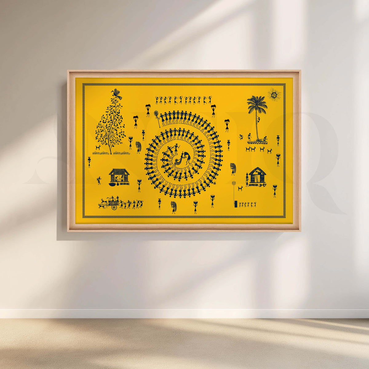 Warli Celebration of Village Life Canvas Artwork – Asha Art Studio – Image 5