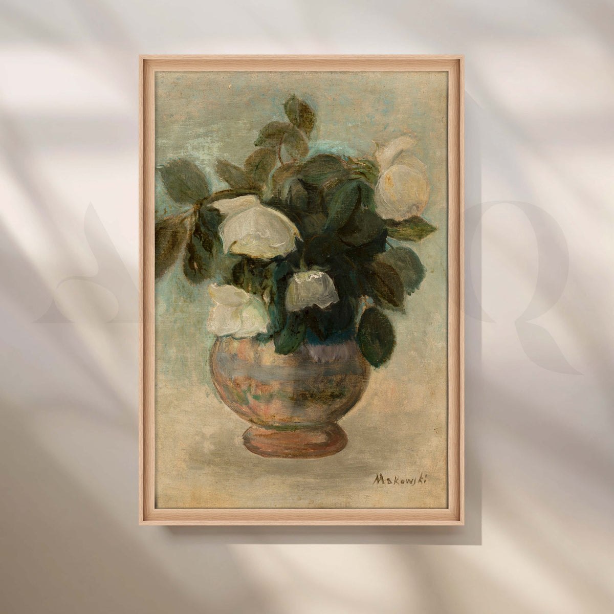 Vintage White Floral Vase Canvas Artwork – Asha Art Studio – Image 5