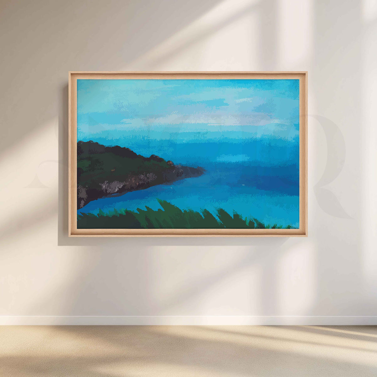 Blue Coastal Bay Canvas Artwork – Asha Art Studio – Image 5