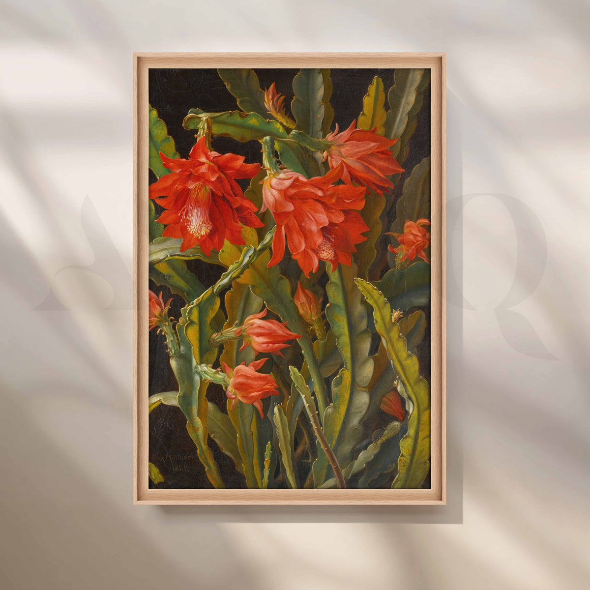 Vintage Red Cactus Bloom Canvas Artwork – Asha Art Studio – Image 5