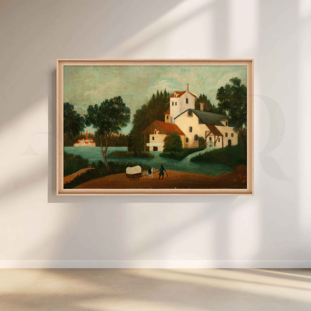 Lakeside Manor Folk Art Canvas Artwork – Asha Art Studio – Image 5
