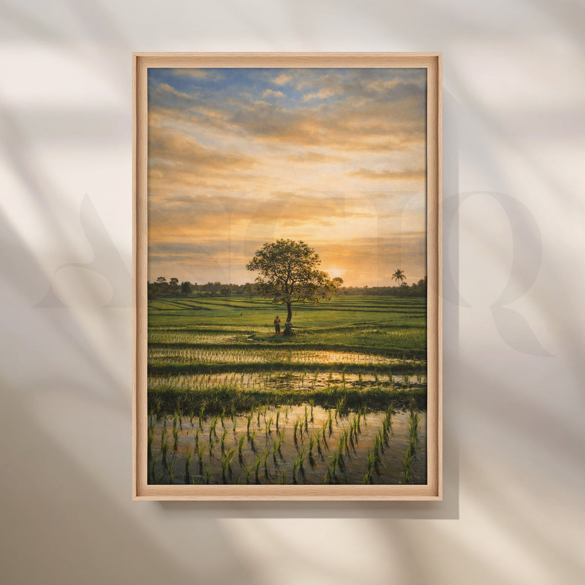 Golden Paddy Field Sunset Canvas Artwork – Asha Art Studio – Image 5