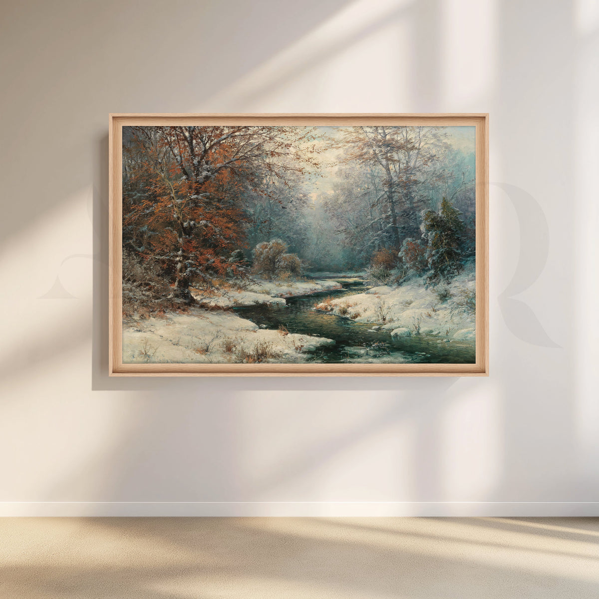 Snowy Forest River Canvas Artwork – Asha Art Studio – Image 5