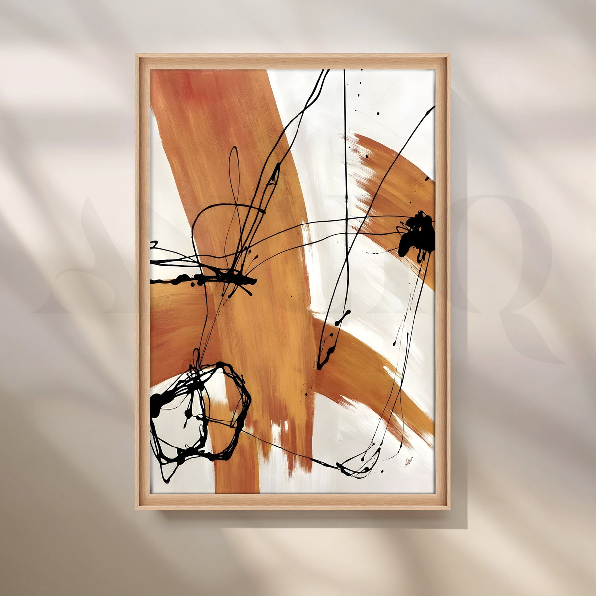 Ochre Brushstroke Canvas Artwork – Asha Art Studio – Image 5