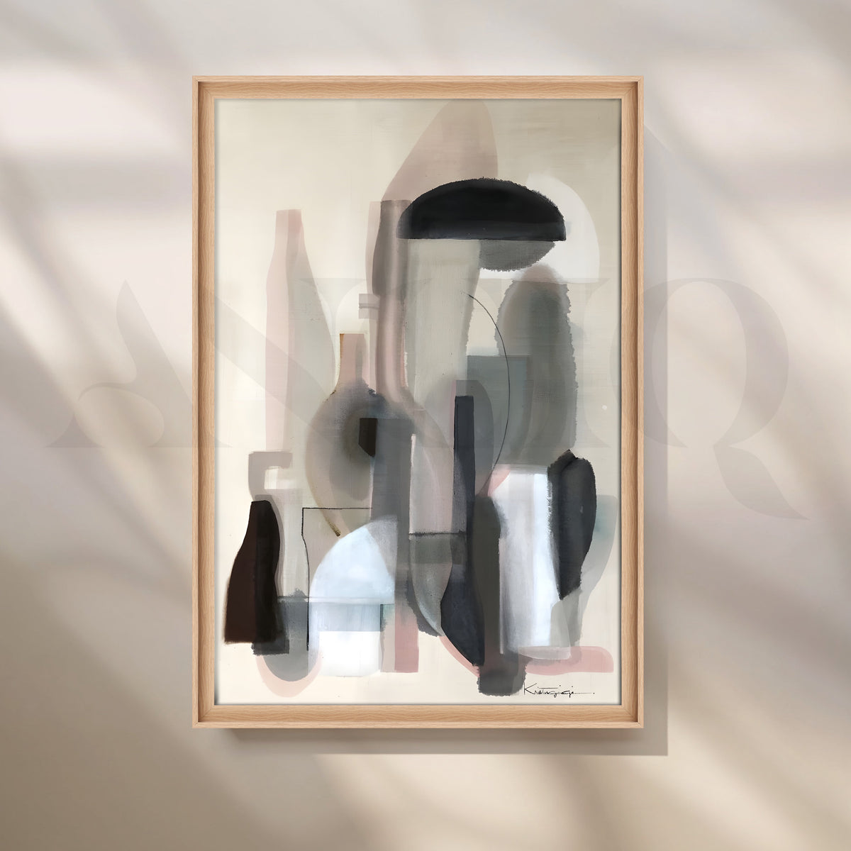 Muted Neutral Geometric Canvas Artwork – Asha Art Studio – Image 5