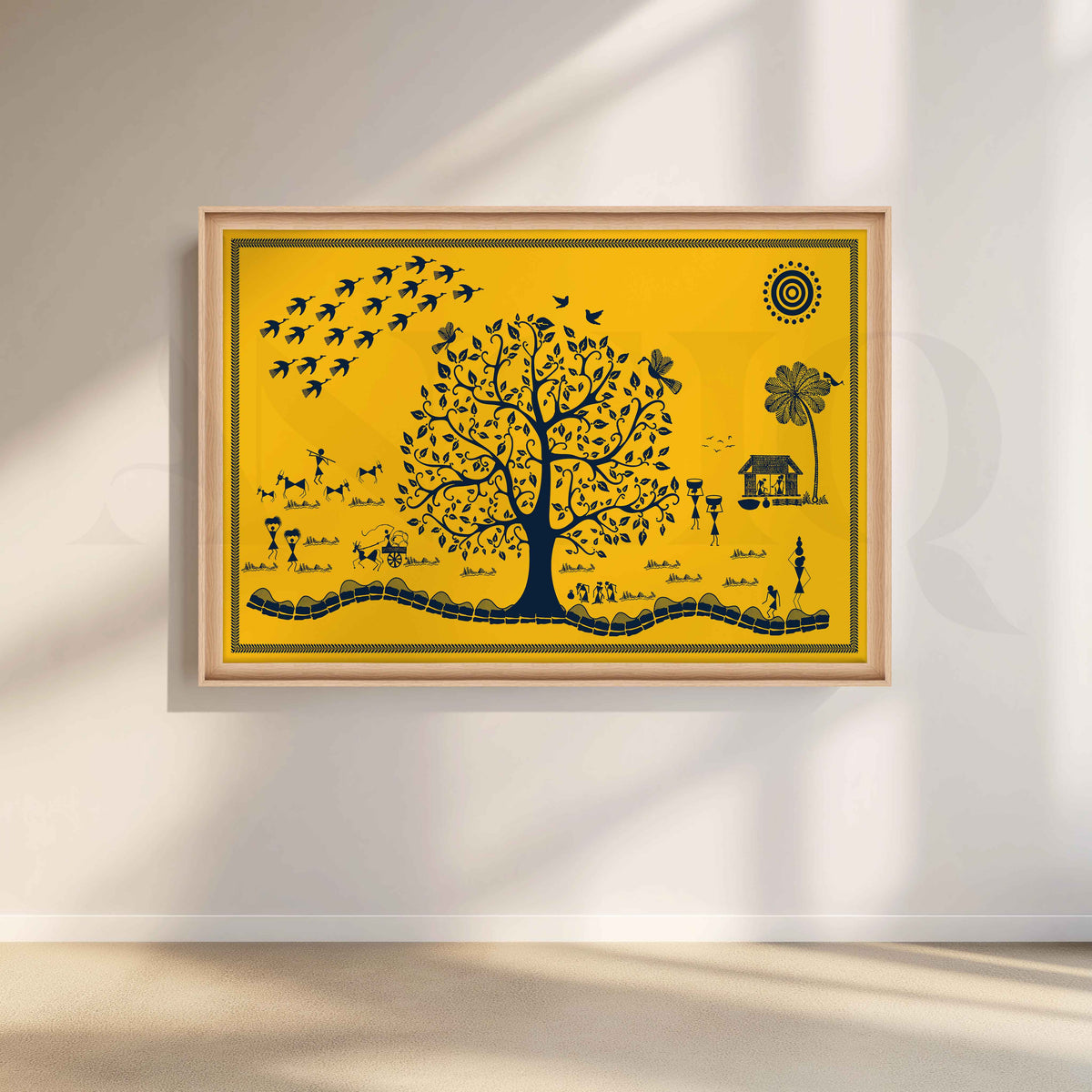 Warli Tree of Village Life Canvas Artwork – Asha Art Studio – Image 5