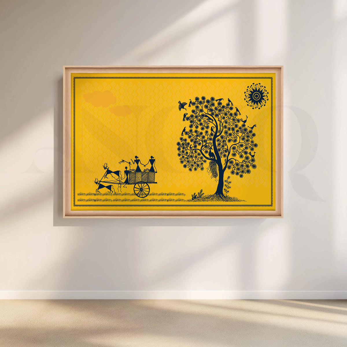 Warli Village Journey Under the Tree Artwork – Asha Art Studio – Image 5