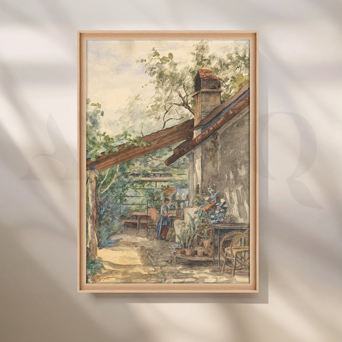 Rustic Garden Terrace Canvas Artwork – Asha Art Studio – Image 5